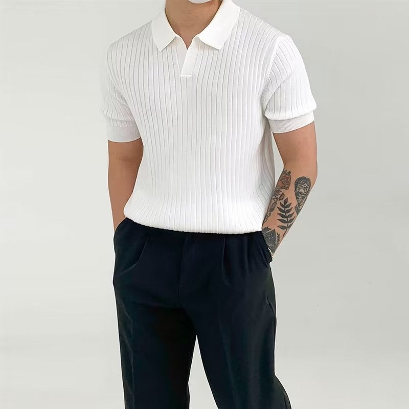 Polo Uomo in Cotone a Costine - Fit Standard - Manica Corta, Ideale per un Look Casual