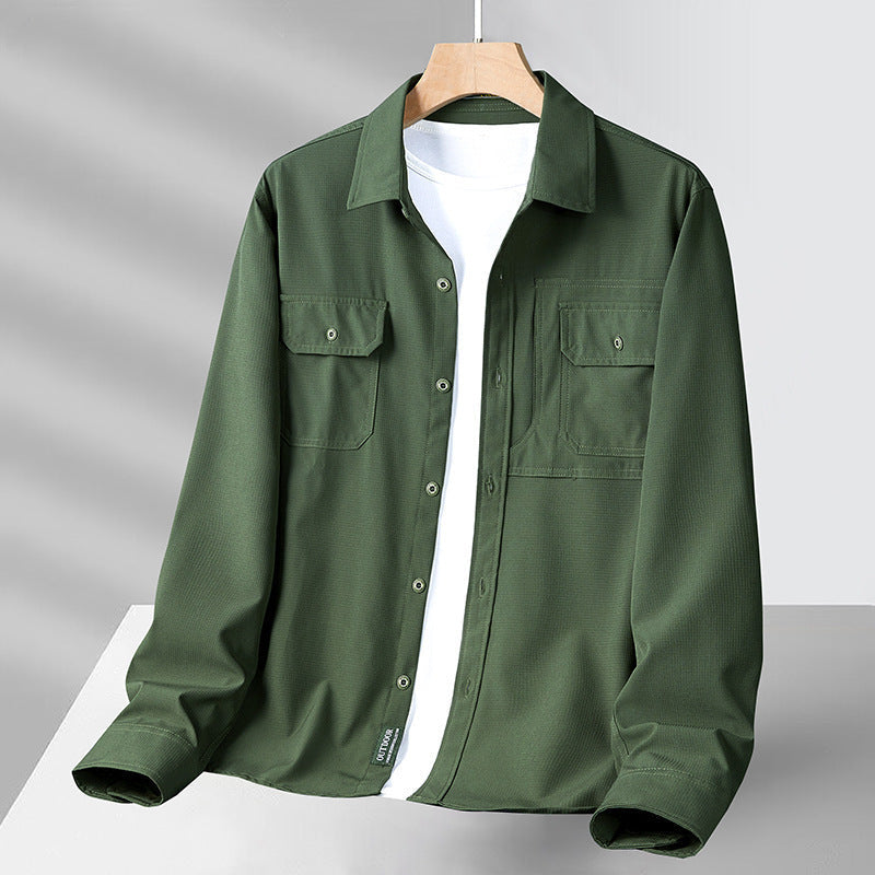 Camisa de hombre de manga larga - Corte relajado - Con botones y bolsillos funcionales - Ligera y transpirable