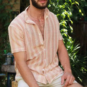 Metallic Sports Vest for Men - Relaxed Fit - Button Closure - Short Sleeves - Transparent Grid Design