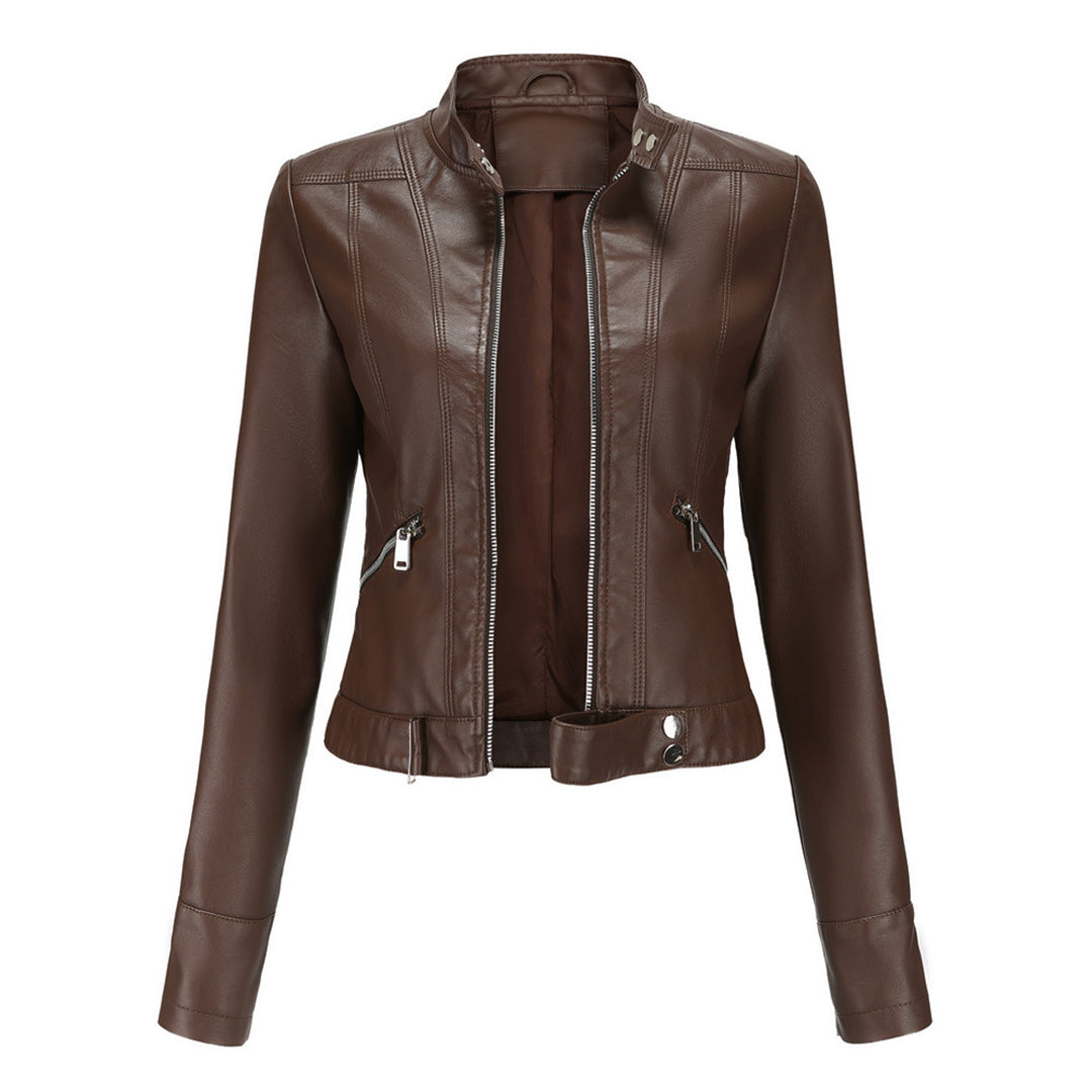 Elegante Damen-Lederjacke im lässigen Kurzstil für den Frühling