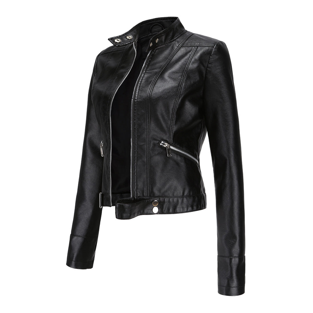 Elegante Damen-Lederjacke im lässigen Kurzstil für den Frühling