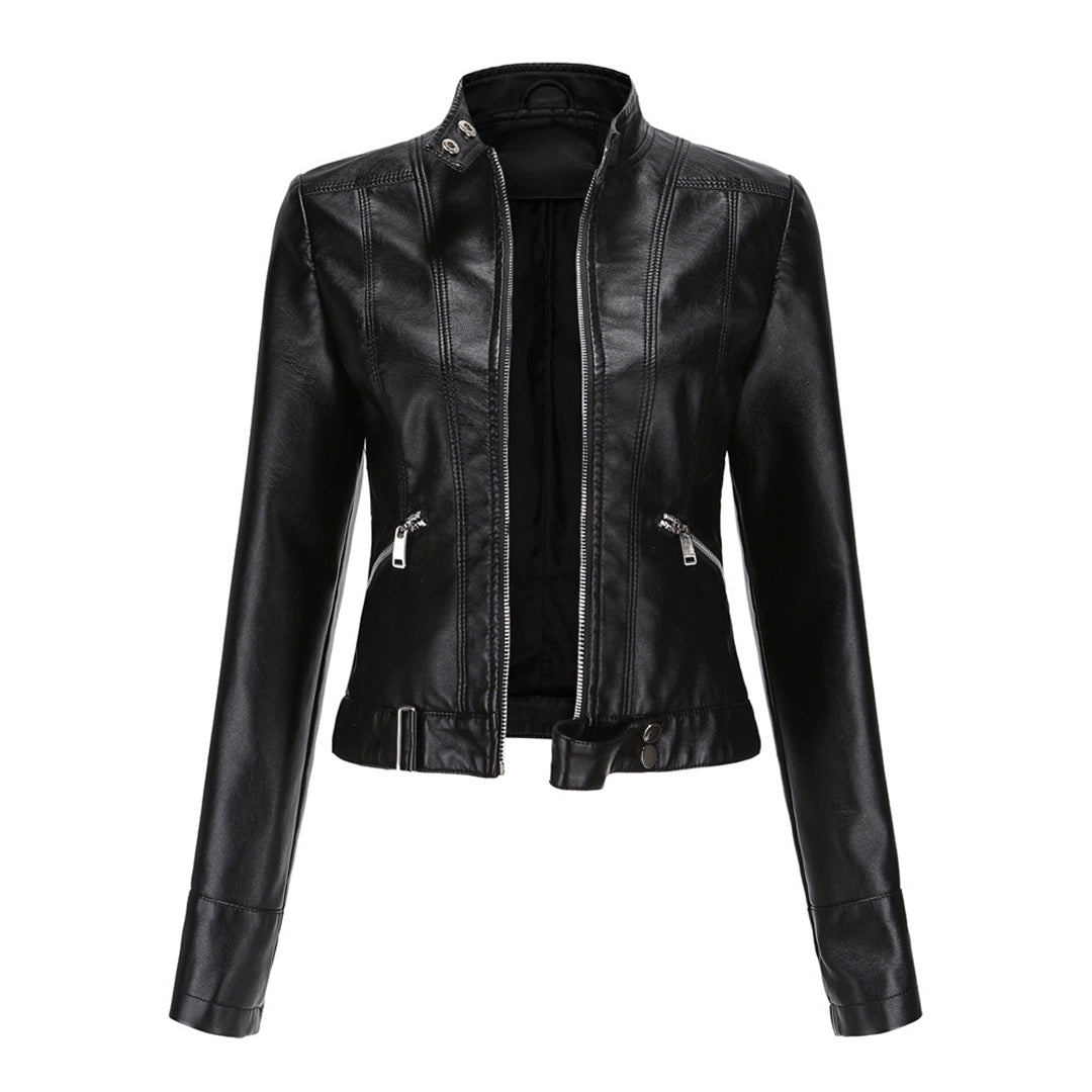 Elegante Damen-Lederjacke im lässigen Kurzstil für den Frühling
