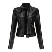 Elegante Damen-Lederjacke im lässigen Kurzstil für den Frühling