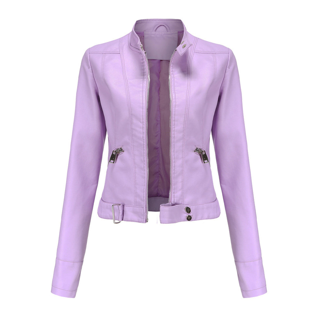 Elegante Damen-Lederjacke im lässigen Kurzstil für den Frühling