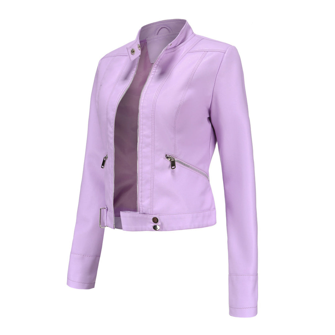 Elegante Damen-Lederjacke im lässigen Kurzstil für den Frühling