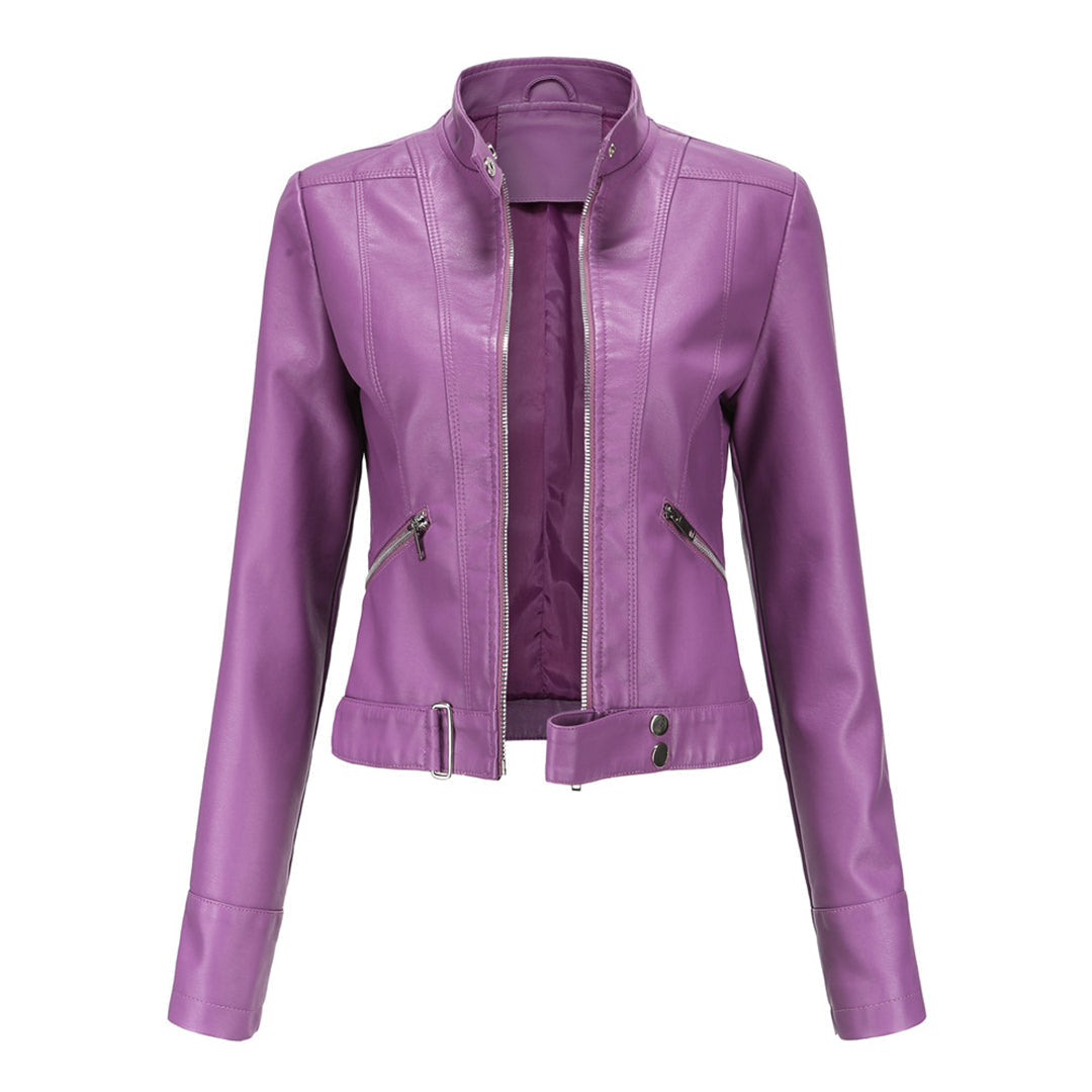 Elegante Damen-Lederjacke im lässigen Kurzstil für den Frühling