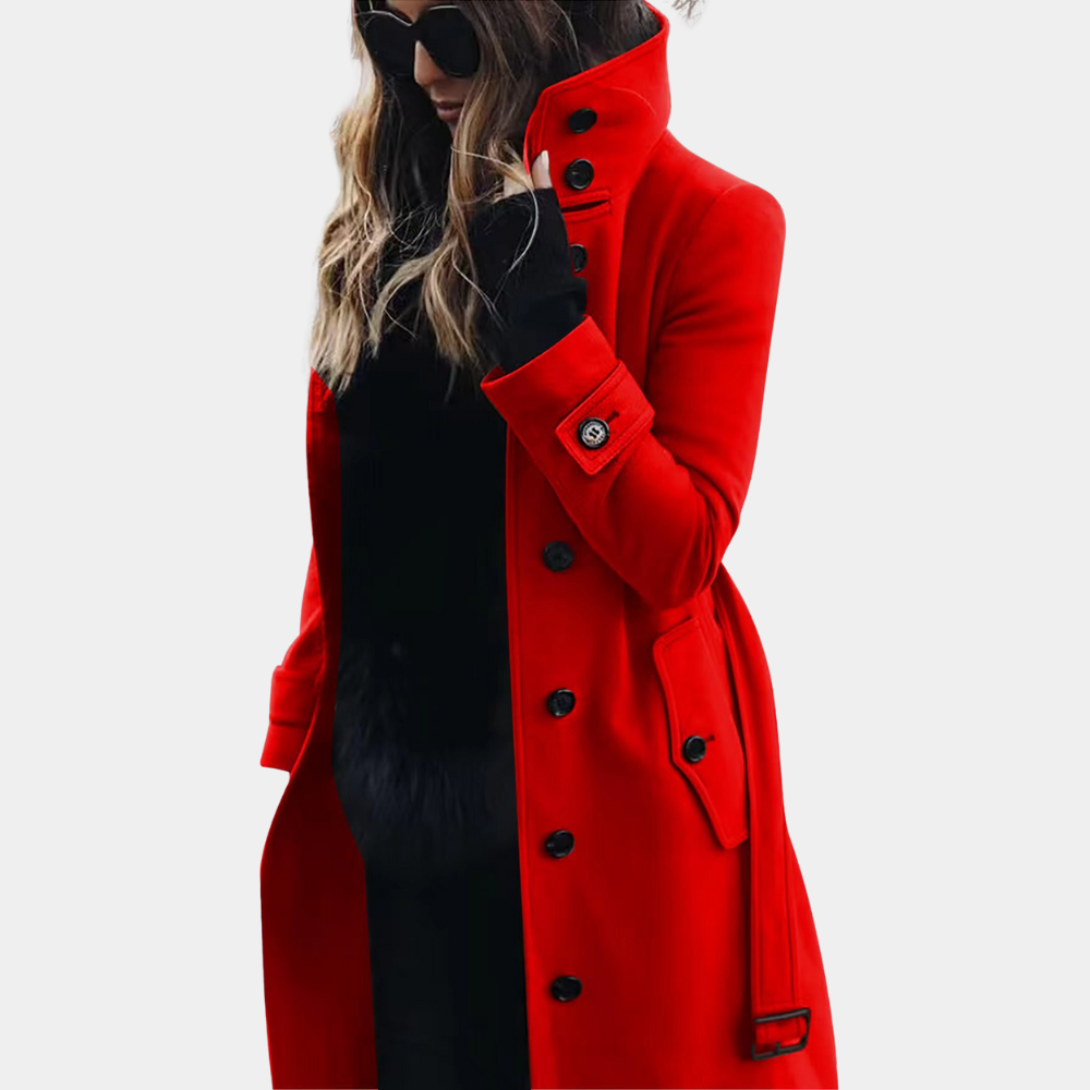 Eleganter Damen-Trenchcoat aus Wolle – Stilvoller, langer Frühlingsmantel