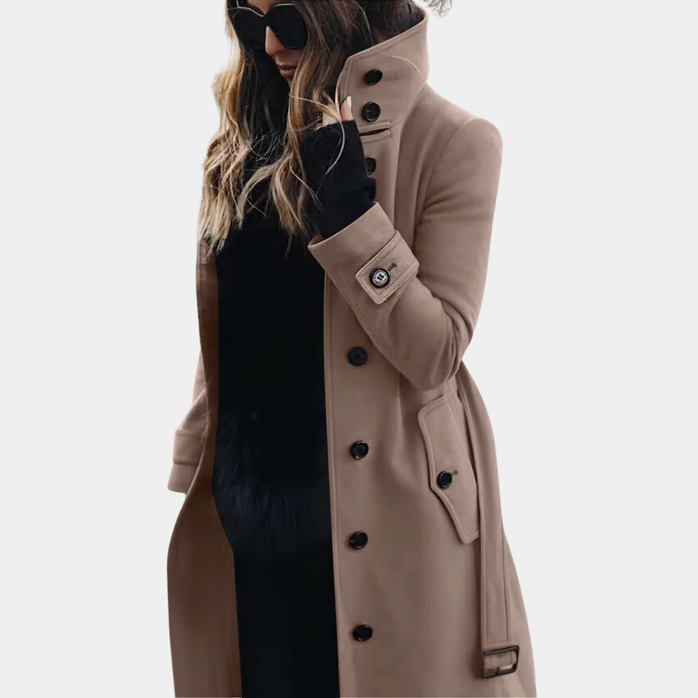 Eleganter Damen-Trenchcoat aus Wolle – Stilvoller, langer Frühlingsmantel