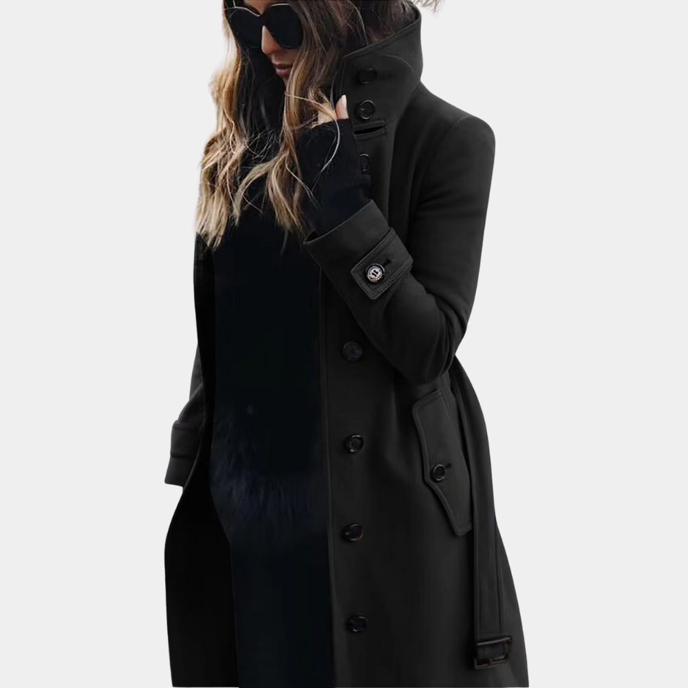 Eleganter Damen-Trenchcoat aus Wolle – Stilvoller, langer Frühlingsmantel