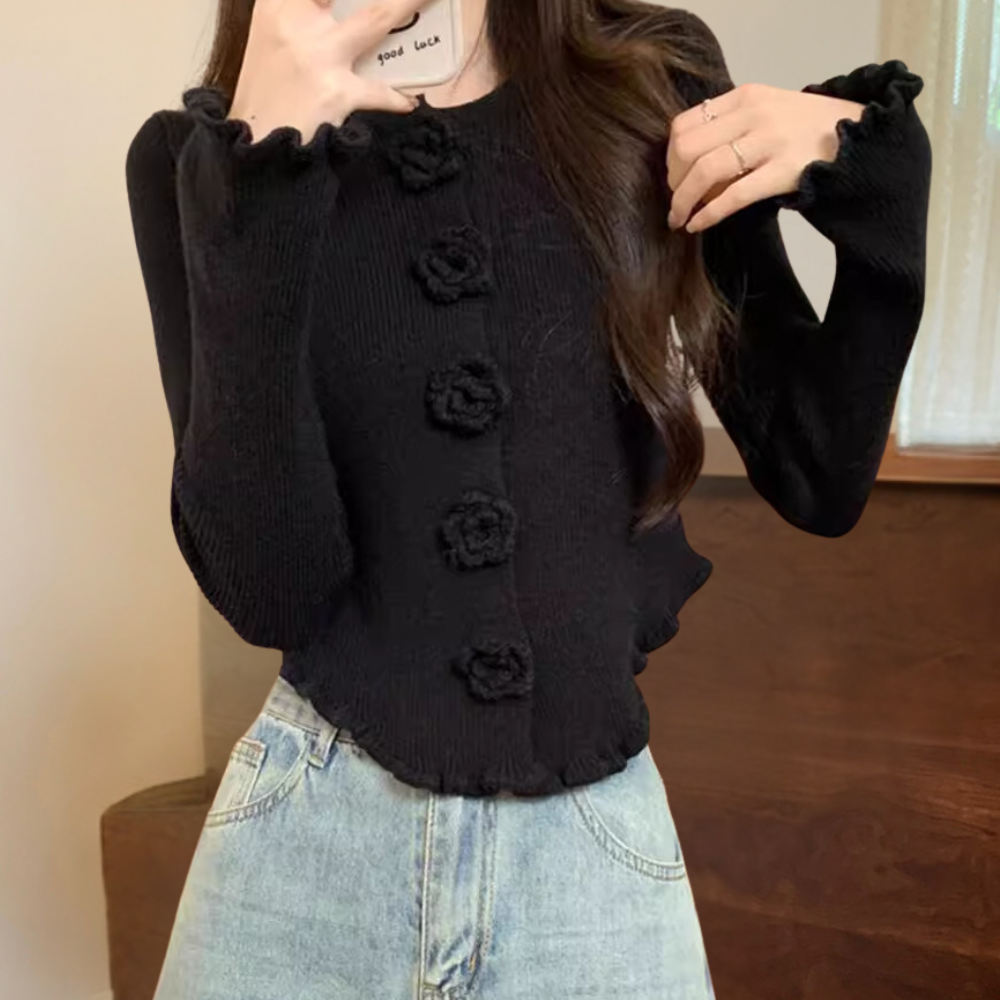 Elisara - Stilvoller Strickpullover für Damen mit trendigen, ausgestellten Ärmeln