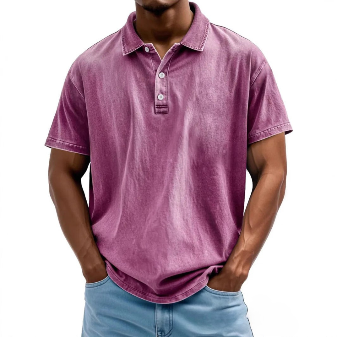 Herren Polo-Shirt im entspannten Schnitt - Vintage-Waschung - Kurzarm für lässigen Komfort