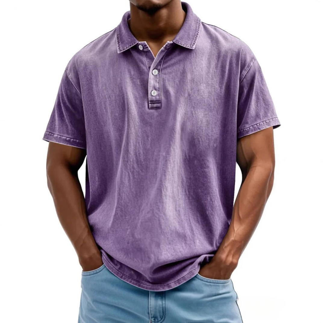 Herren Polo-Shirt im entspannten Schnitt - Vintage-Waschung - Kurzarm für lässigen Komfort