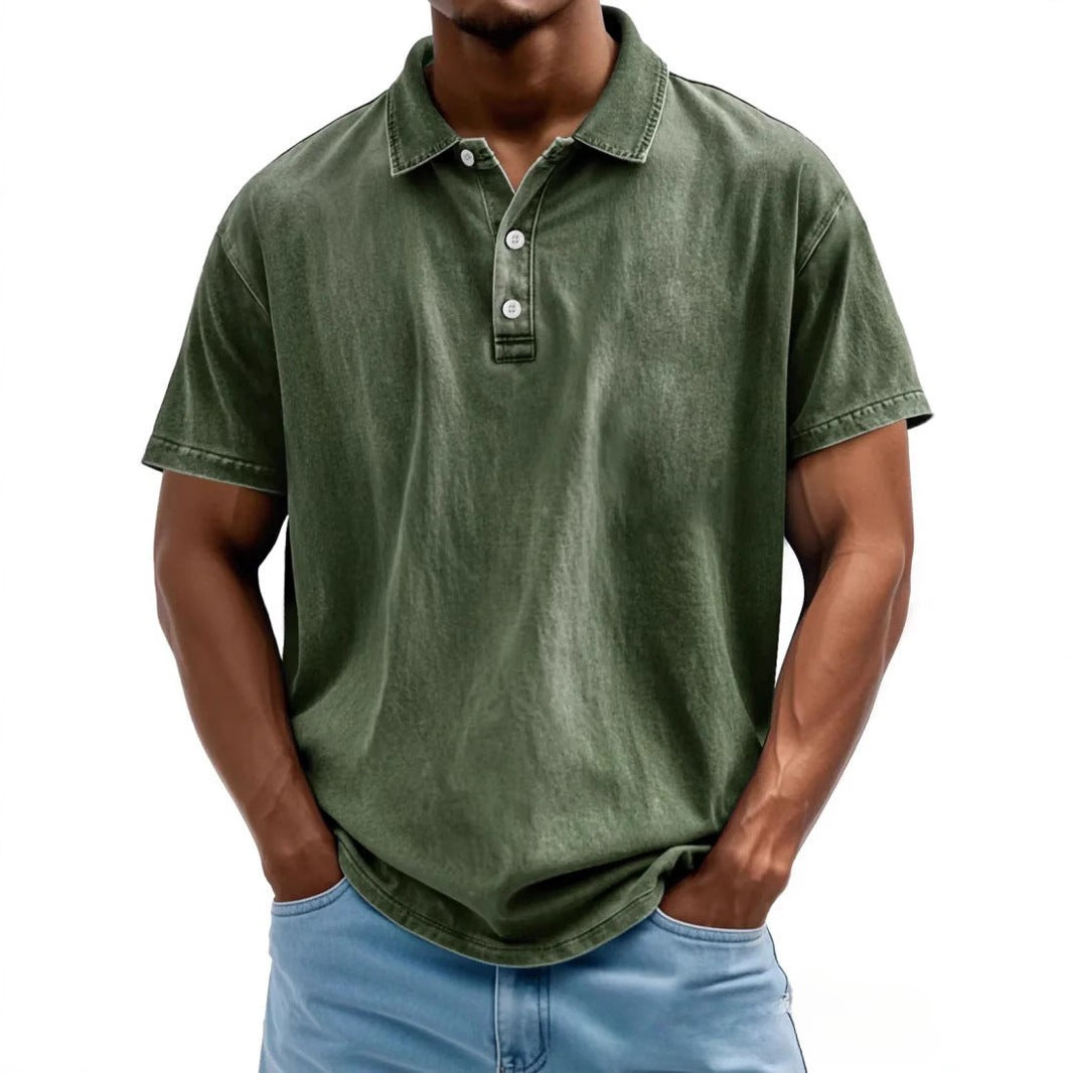 Herren Polo-Shirt im entspannten Schnitt - Vintage-Waschung - Kurzarm für lässigen Komfort