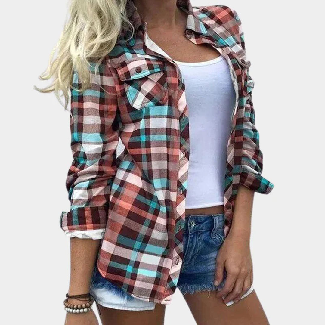 Evi Trendige Damenbluse mit schickem Karomuster für einen eleganten Auftritt