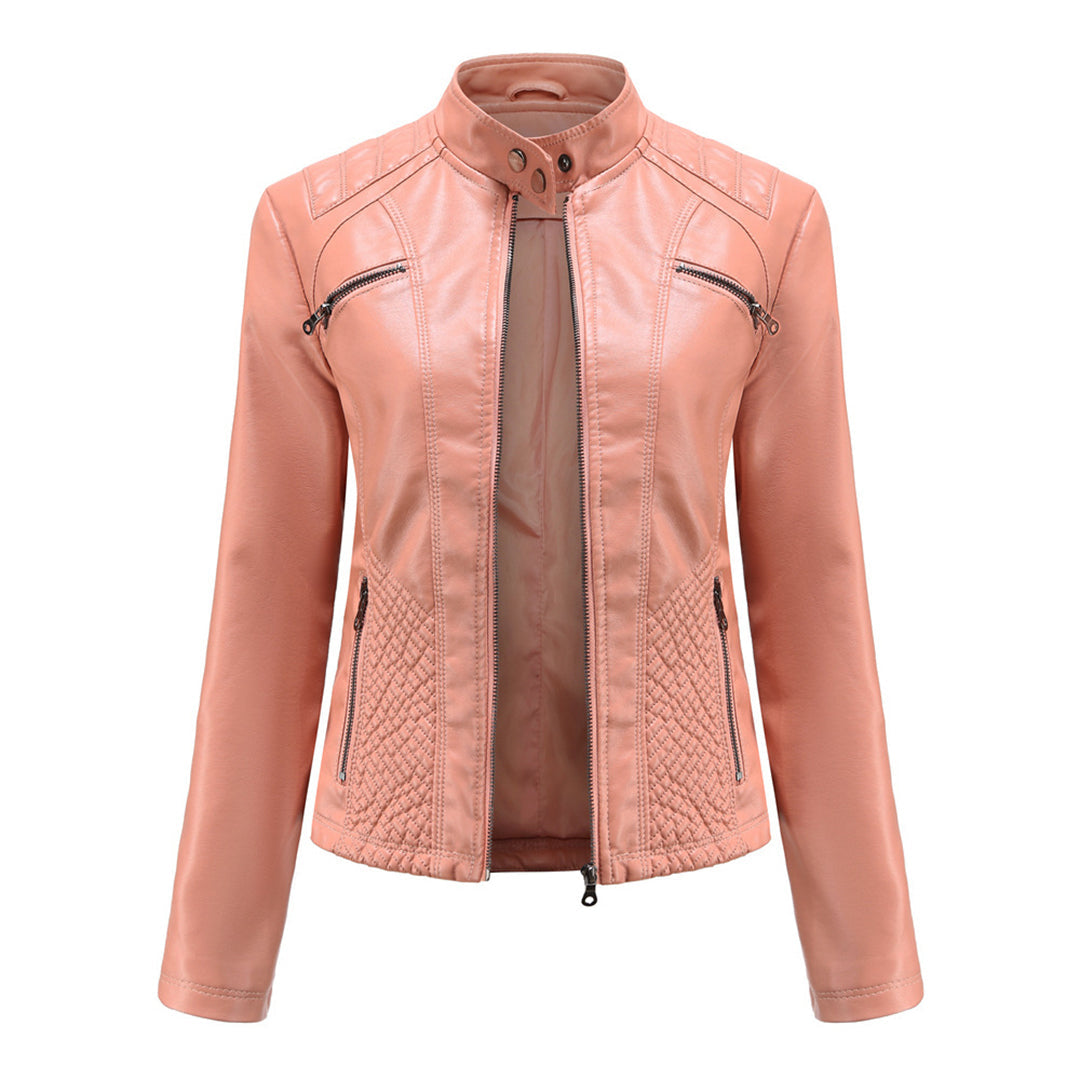Elegante taillierte Damen Lederjacke für den Frühling – stilvolle Bikerjacke