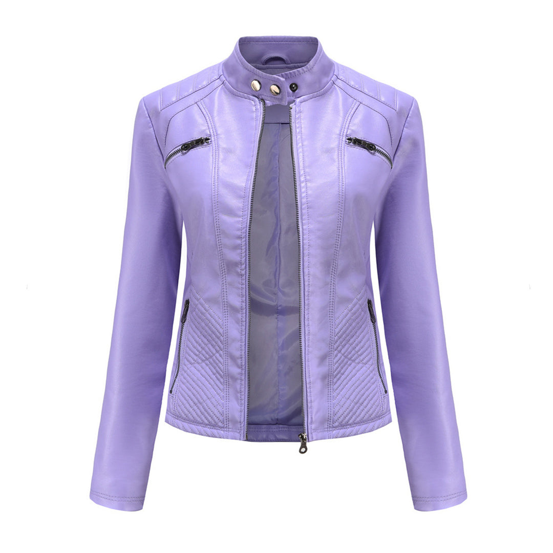 Elegante taillierte Damen Lederjacke für den Frühling – stilvolle Bikerjacke