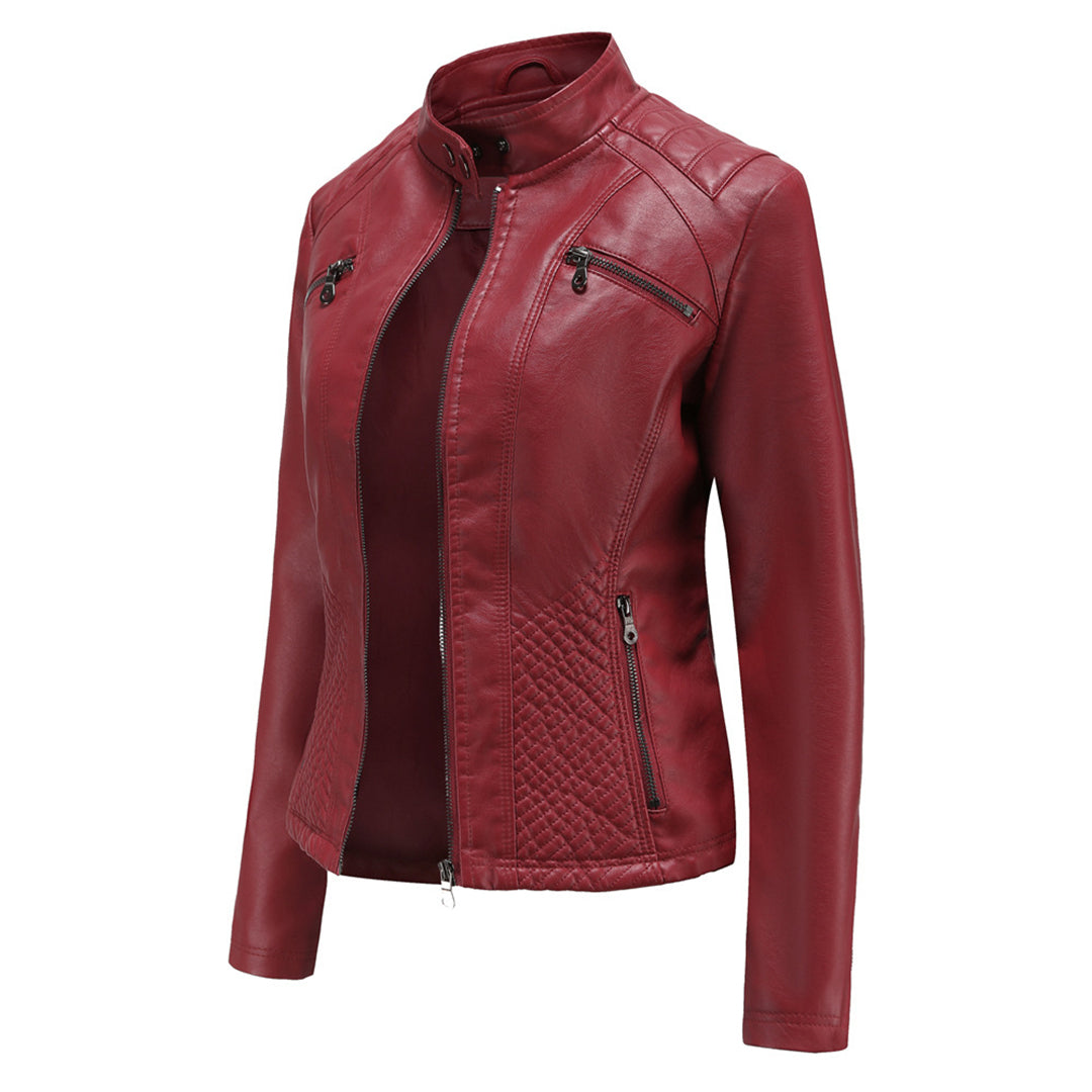 Elegante taillierte Damen Lederjacke für den Frühling – stilvolle Bikerjacke