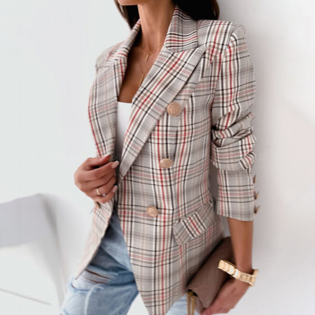 Eleganter, leichter Damenblazer mit Karomuster für den Frühling
