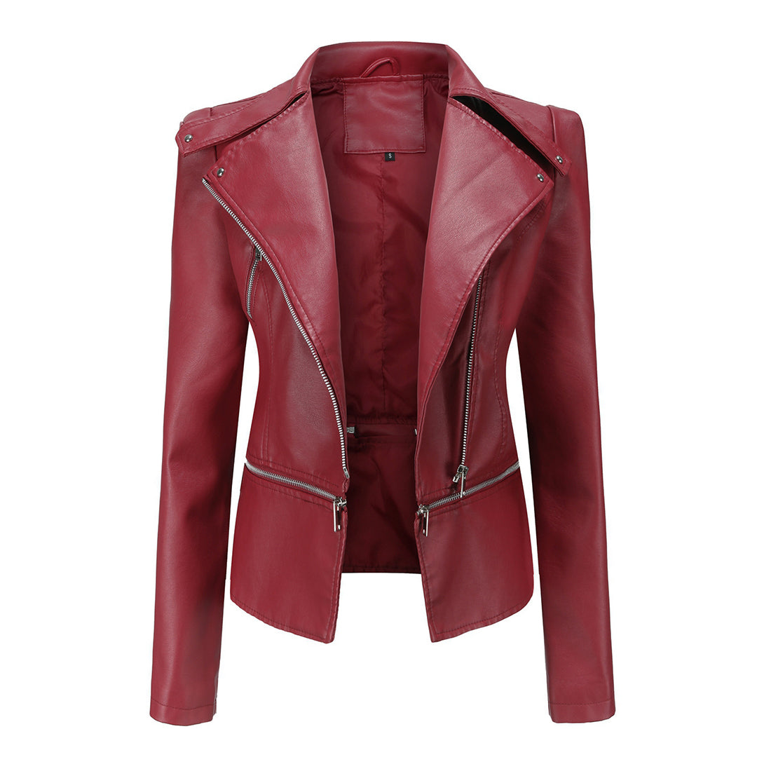 Elegante Damen Leder Bikerjacke – Leichte, stylische Kurzjacke für den Frühling