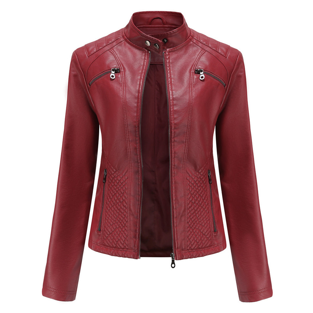 Elegante taillierte Damen Lederjacke für den Frühling – stilvolle Bikerjacke