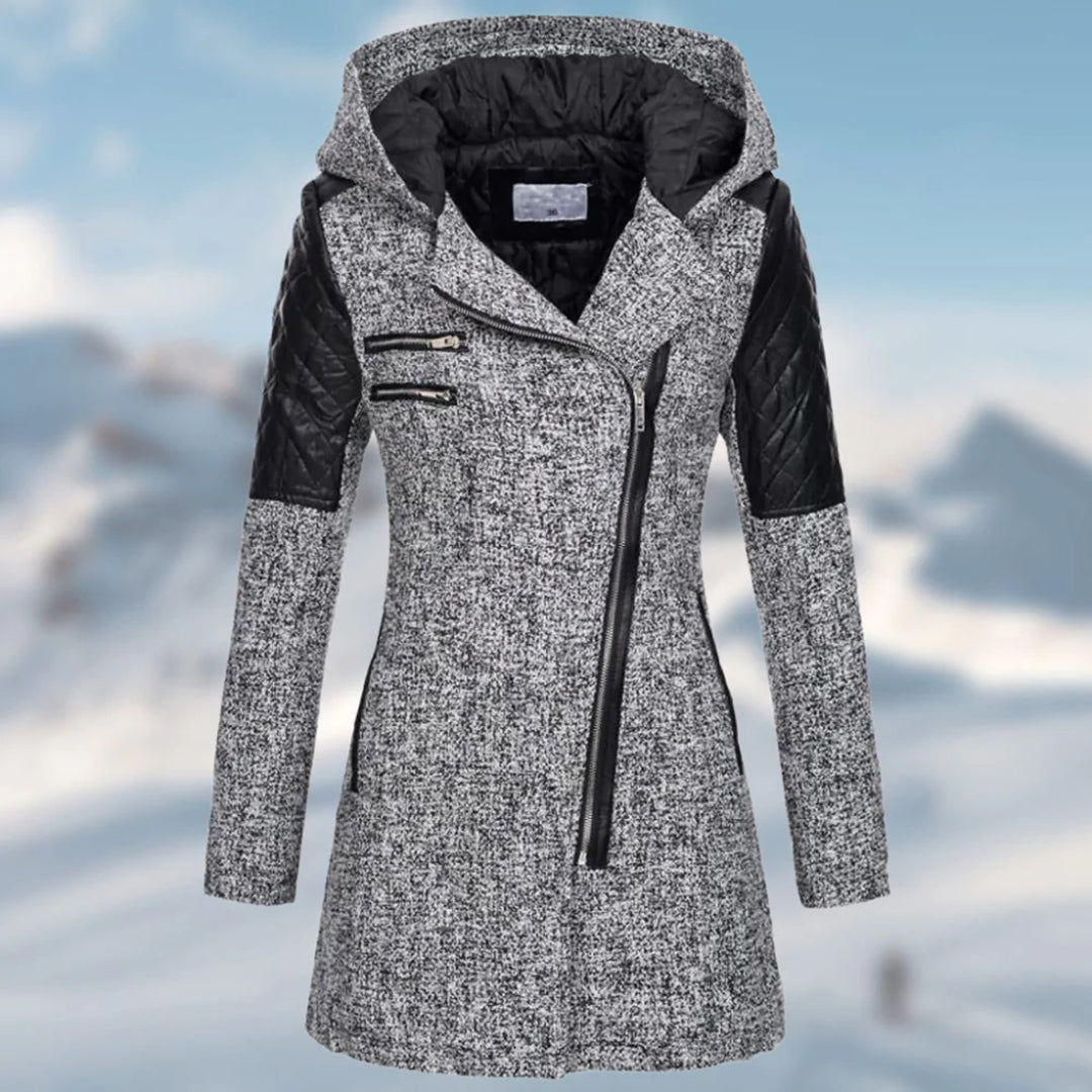 Lena - Elegante lange Winterjacke mit Kapuze für Damen