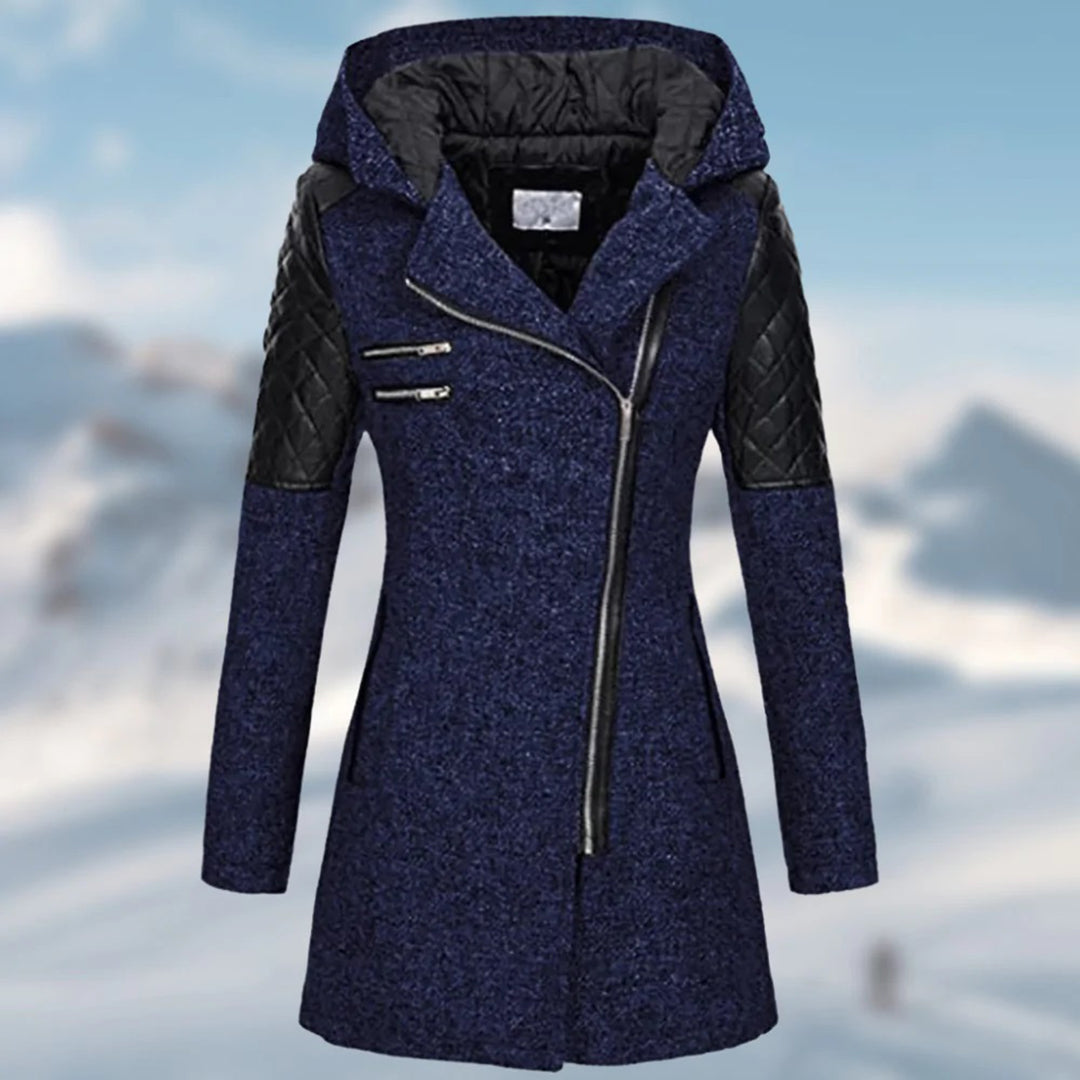 Lena - Elegante lange Winterjacke mit Kapuze für Damen