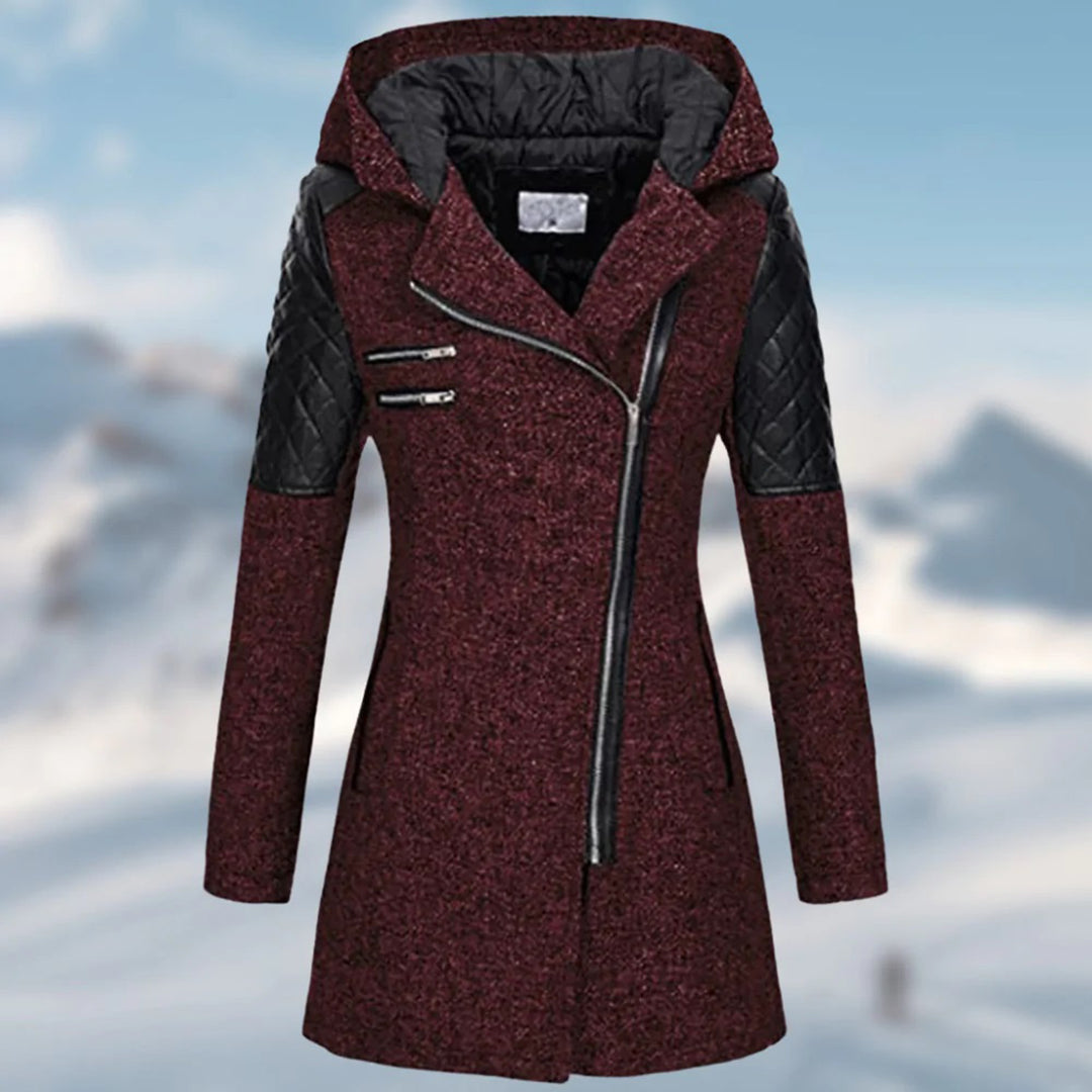 Lena - Elegante lange Winterjacke mit Kapuze für Damen