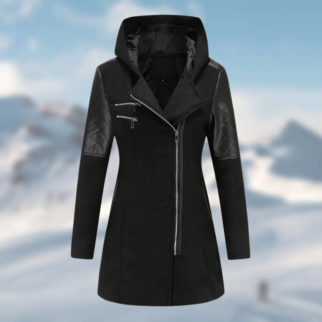 Lena - Elegante lange Winterjacke mit Kapuze für Damen