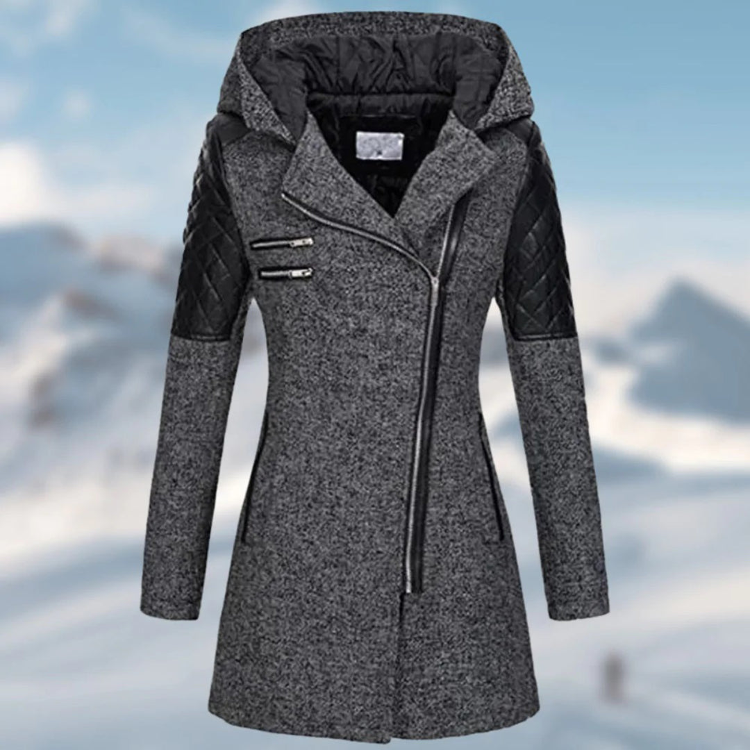 Lena - Elegante lange Winterjacke mit Kapuze für Damen