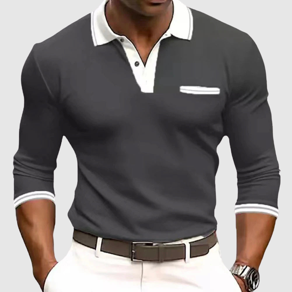 Herren Langarmhemd mit verstellbarer Länge - Baumwoll-Polyester-Mischung - Polo-Farbton