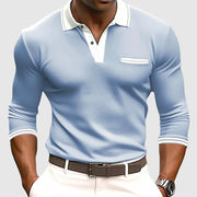 Men's Adjustable Length Long Sleeve Polo Shirt - Cotton Blend with Polyester