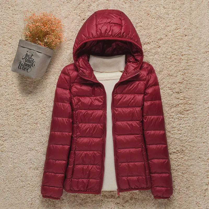 Frühling Damen Daunenjacke mit Kapuze – Leichte gesteppte Übergangsjacke