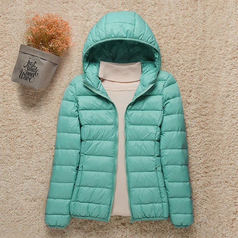 Leichte gesteppte Daunenjacke für Damen mit Kapuze – Lässige Übergangsjacke für den Frühling