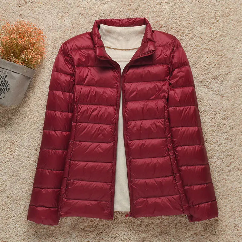 Leichte Damen-Frühlingsjacke mit Kapuze, gesteppte Daunenjacke im lässigen Stil