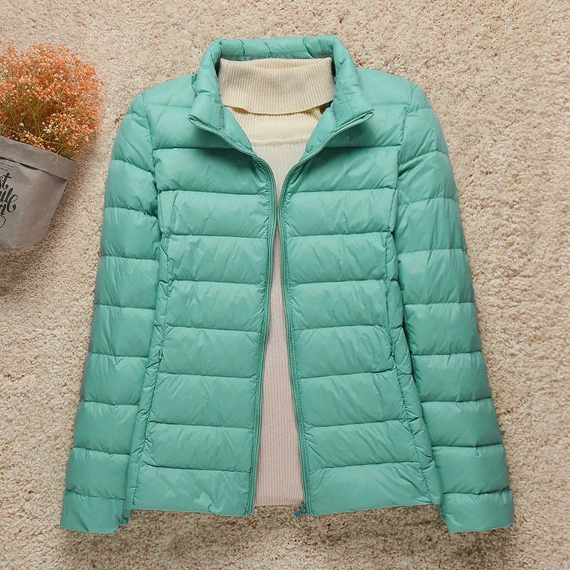 Leichte gesteppte Daunenjacke für Damen mit Kapuze – Lässige Übergangsjacke für den Frühling