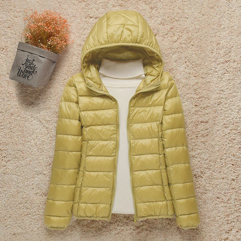 Frühling Damen Daunenjacke mit Kapuze – Leichte gesteppte Übergangsjacke