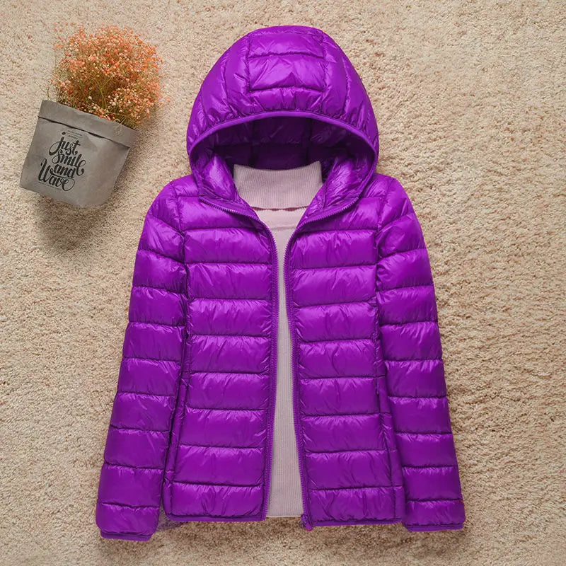 Frühling Damen Daunenjacke mit Kapuze – Leichte gesteppte Übergangsjacke