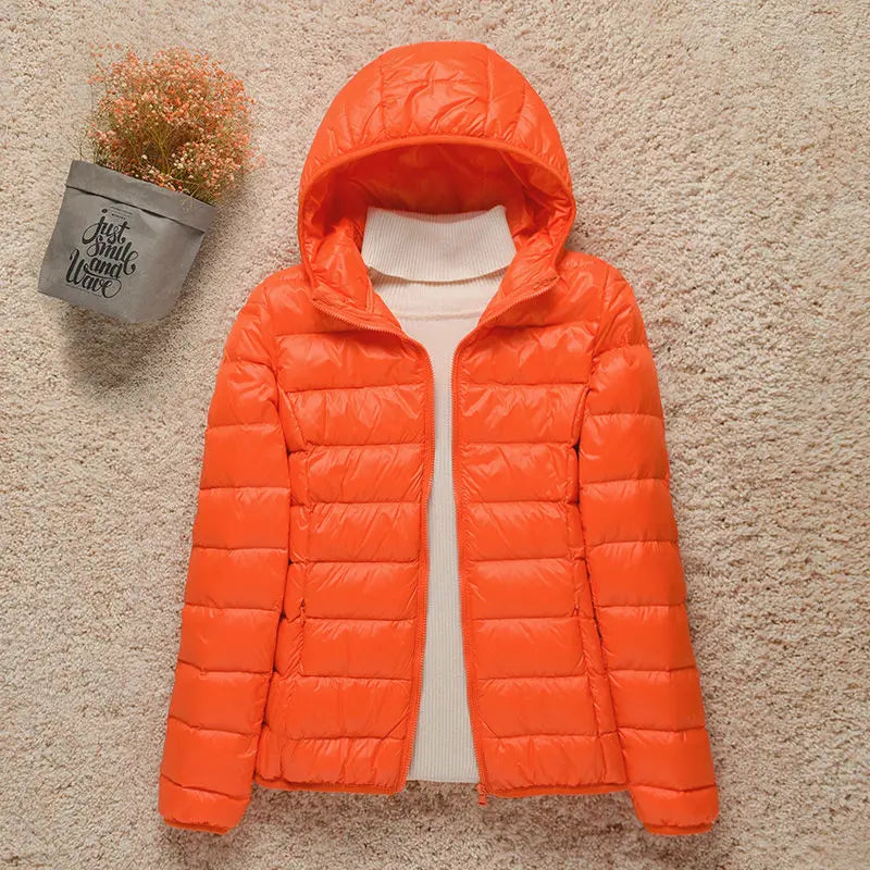 Frühling Damen Daunenjacke mit Kapuze – Leichte gesteppte Übergangsjacke