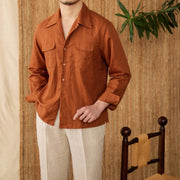 Camisa de lino para hombre - Corte cómodo - Botones - Manga larga - Dos bolsillos en el pecho
