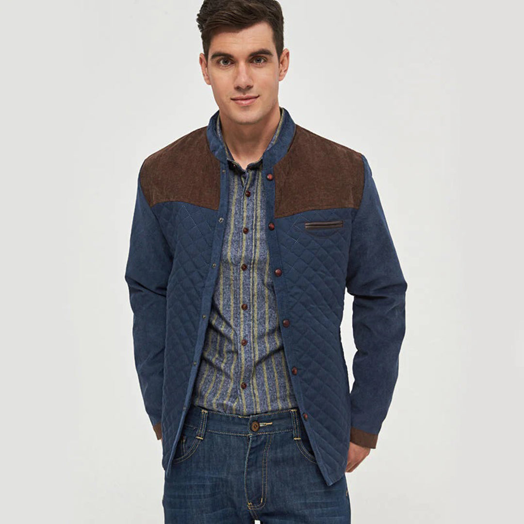 Kurtka męska przejściowa pikowana na wiosnę lekka cotton stylowa casualowa dopasowana