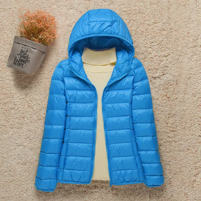 Frühling Damen Daunenjacke mit Kapuze – Leichte gesteppte Übergangsjacke