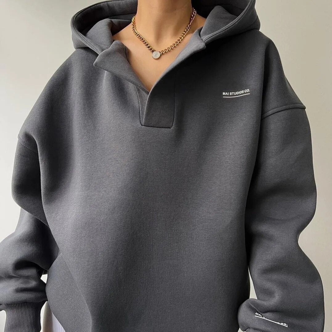 Oversized Damen Fleece Hoodie aus Baumwolle – Casual für Herbst und Winter