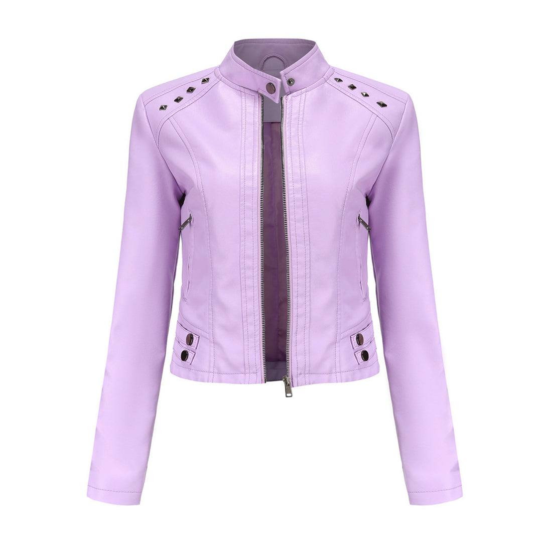 Elegante taillierte Damen Lederjacke für den Frühling – lässiger Biker-Stil