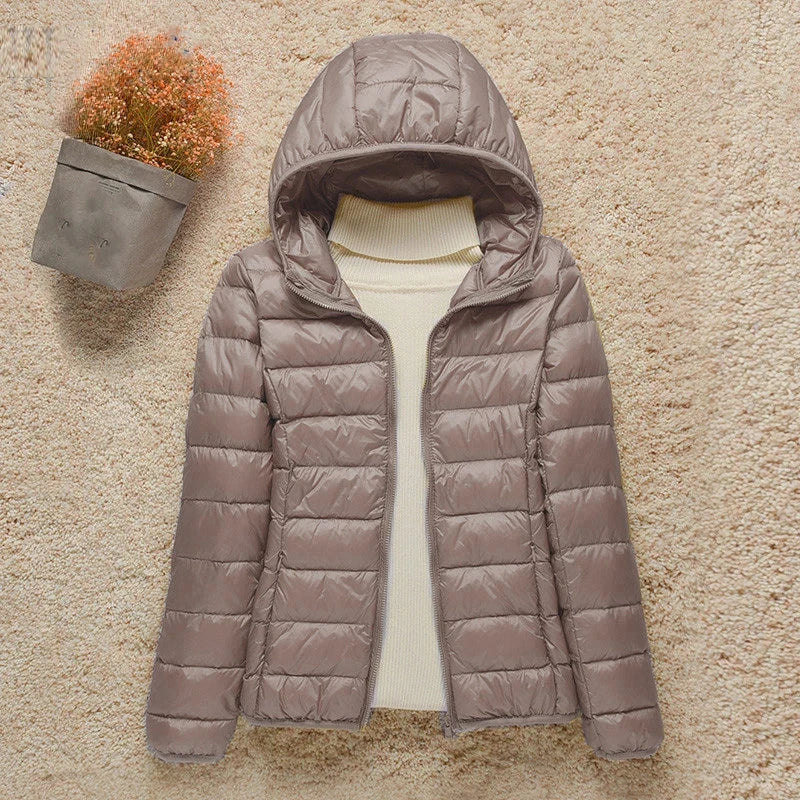 Frühling Damen Daunenjacke mit Kapuze – Leichte gesteppte Übergangsjacke