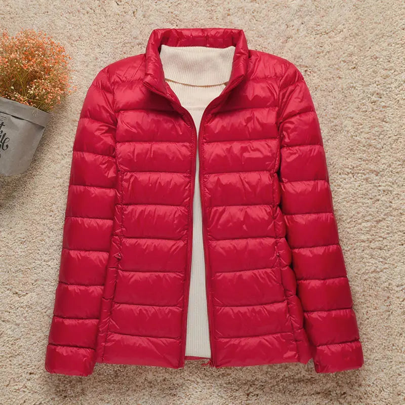 Leichte gesteppte Daunenjacke für Damen mit Kapuze – Lässige Übergangsjacke für den Frühling