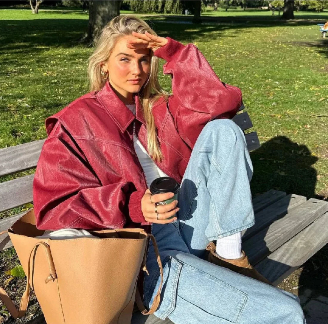 Pauline - Übergrößen-Lederjacke
