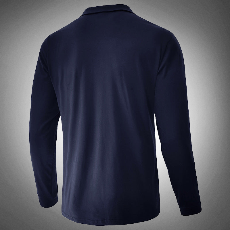 Men's Slim Fit Long Sleeve Zipper Polo Shirt - Stylish and Elegant