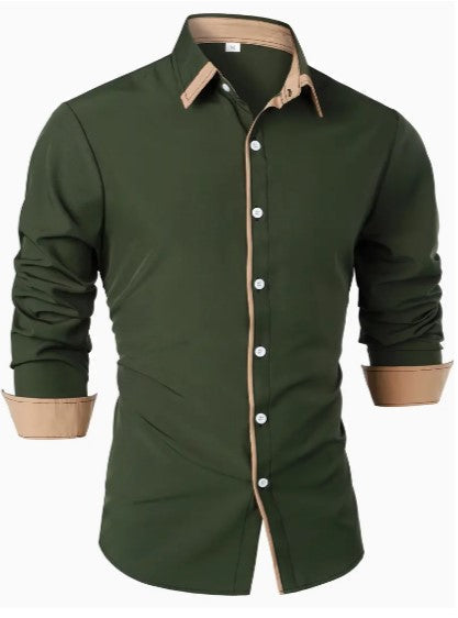 Camisa de hombre de manga larga transpirable y casual