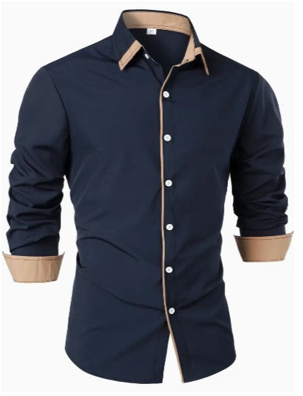 Camisa de hombre de manga larga transpirable y casual