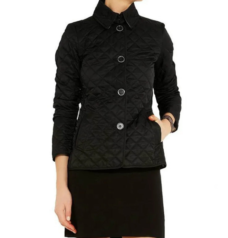 Stilvolle Frühlingsjacke für Damen aus leichtem, gestepptem Baumwollmaterial